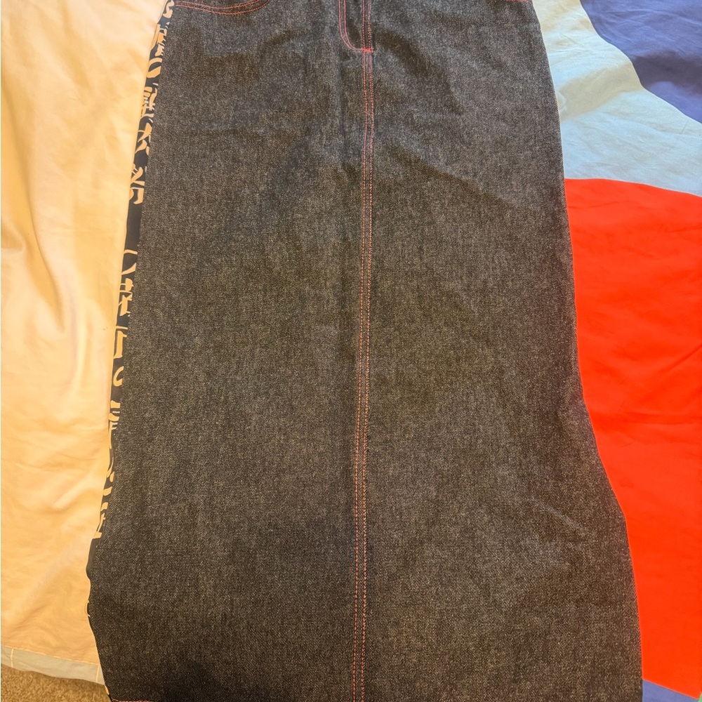 Dolce & Gabbana Black Denim Pencil Skirt Japanese writing rare